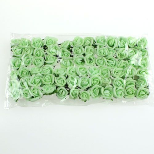 Floristik24 Mini rosas de espuma Ø2,5cm verde 72 piezas