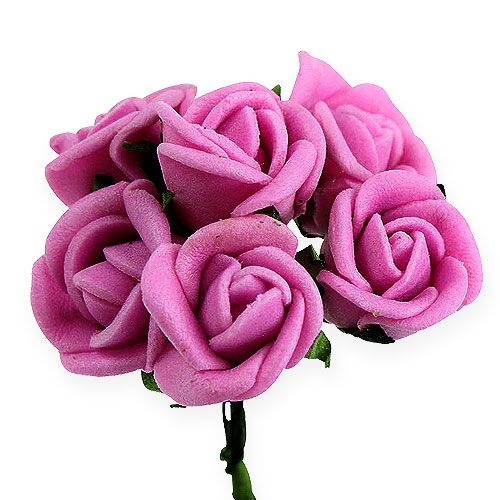 Floristik24 Mini rosas de espuma Ø 1,5 cm violeta claro 72 piezas