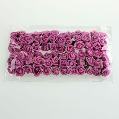 Floristik24 Mini rosas de espuma Ø 1,5 cm violeta claro 72 piezas
