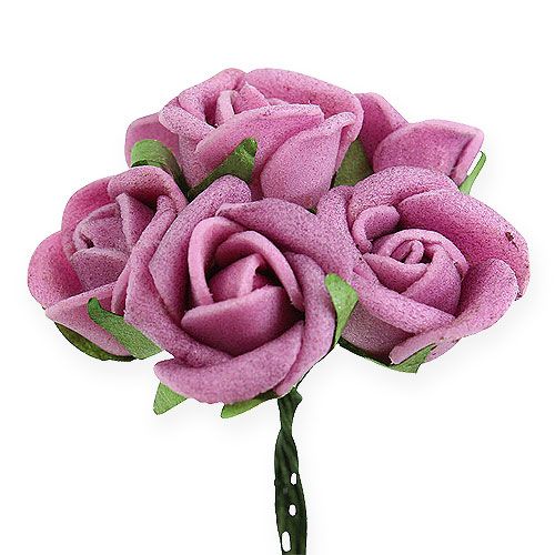 Floristik24 Mini rosas de espuma Ø1,5cm Malva 72pcs