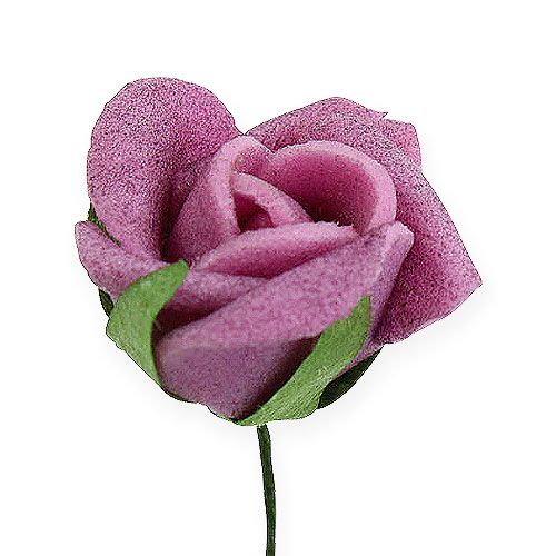 Artículo Mini rosas de espuma Ø1,5cm Malva 72pcs