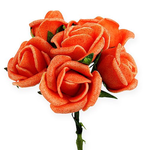 Floristik24 Mini rosas de foam Ø 1,5cm naranja 72 piezas