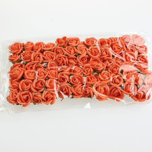Floristik24 Mini rosas de foam Ø 1,5cm naranja 72 piezas
