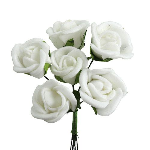 Floristik24 Mini rosas de espuma Ø 1,5cm blancas 72 piezas