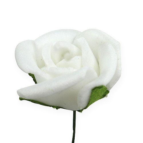 Floristik24 Mini rosas de espuma Ø 1,5cm blancas 72 piezas