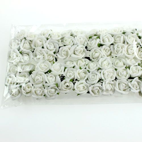 Floristik24 Mini rosas de espuma Ø 1,5cm blancas 72 piezas