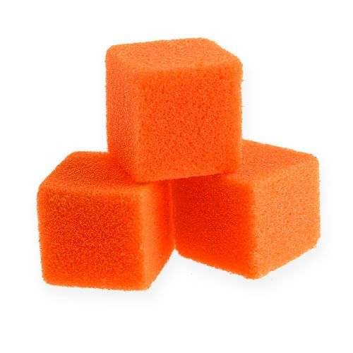 Floristik24 Mini cubo de espuma húmeda naranja 300p