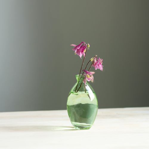 Mini jarrones de cristal con forma de bulbo, de color verde, 12 cm de alto, 6 unidades