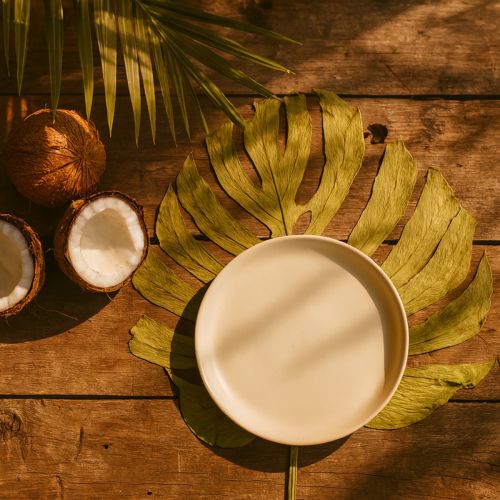 Artículo Hojas de monstera secas para decoración de ventanas, 50 cm de alto, 5 unidades