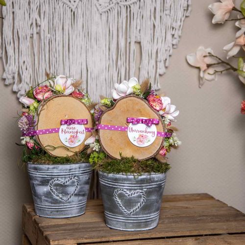 Floristik24 Macetero shabby chic macetero metal corazón Ø17cm H13.5cm