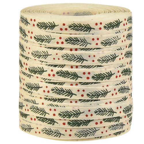 Floristik24 Cinta rizadora sostenible Cinta de regalo de Navidad con abeto verde 10mm 100m