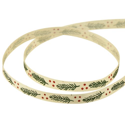 Floristik24 Cinta rizadora sostenible Cinta de regalo de Navidad con abeto verde 10mm 100m