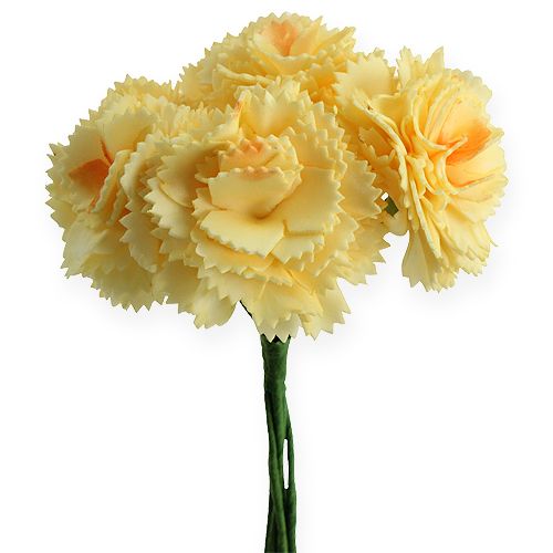 Decoración artificial clavel amarillo 6pcs