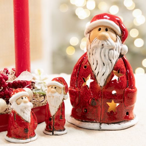 Figura decorativa de Papá Noel como portavelas con estrellas, decoración de mesa, 15 cm | Floristik24.es
