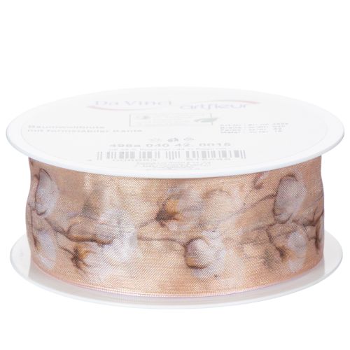 Artículo Cinta de organza, flores de algodón, cinta decorativa, rosa, 40 mm, 15 m