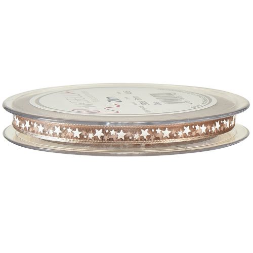 Artículo Cinta organza beige con estrellas blancas Cinta navideña 6mm 20m