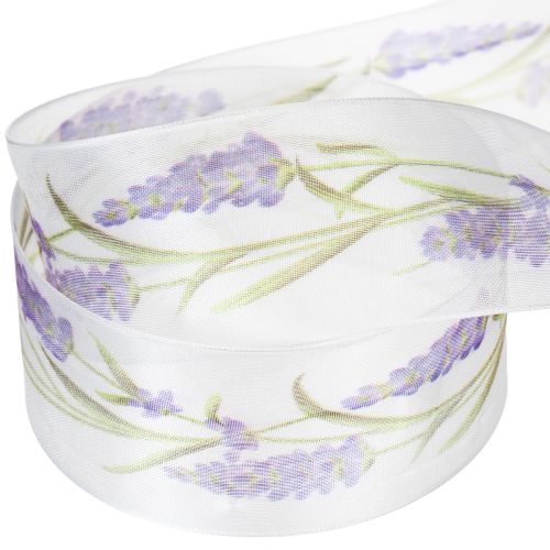 Artículo Cinta de organza, cinta de gasa, cinta decorativa, lavanda, 40 mm, 20 m