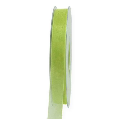 Floristik24 Cinta de organza verde claro 15mm 50m