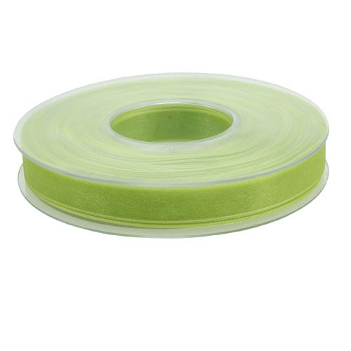 Floristik24 Cinta de organza verde claro 15mm 50m