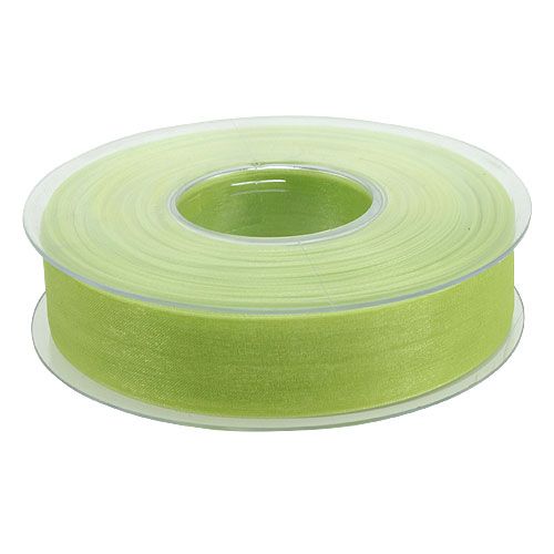 Floristik24 Cinta de organza con orillo 2,5cm 50m verde claro