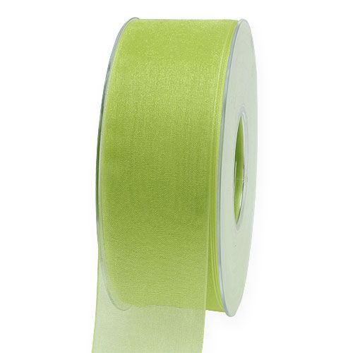 Floristik24 Cinta de organza con orillo 4cm 50m verde claro