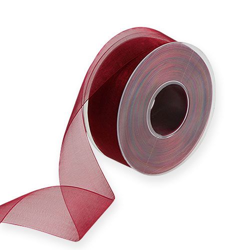 Cinta de organza burdeos 40mm 50m