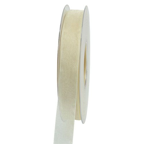 Cinta de organza con orillo 1,5cm 50m crema
