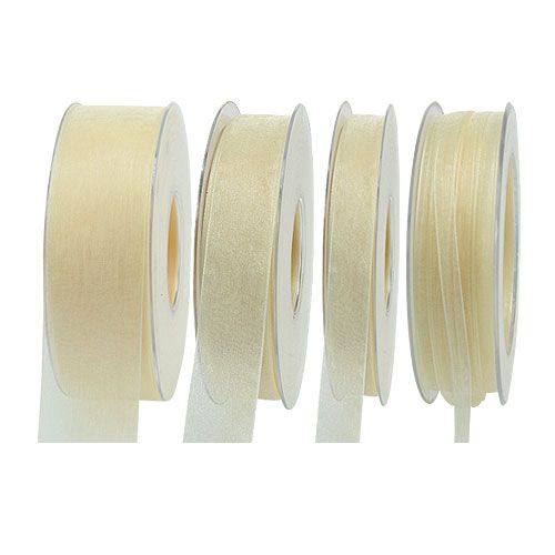 Cinta de organza con orillo 50m crema