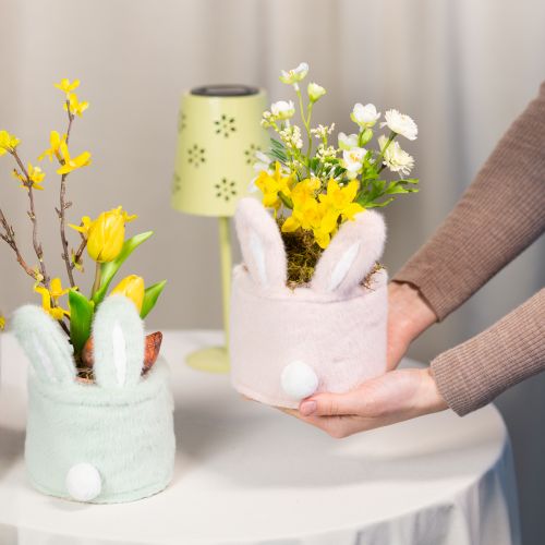 Artículo Cesta de almacenamiento de conejito de decoración de Pascua para regalos y sala de estar 18 cm 2 piezas