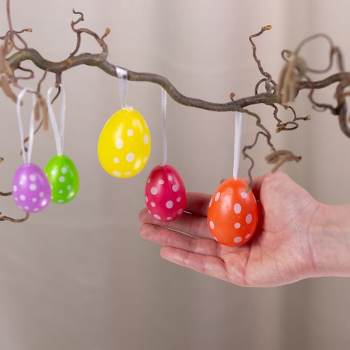 Artículo Huevos de Pascua para colgar, colores surtidos, 6cm, 12 piezas