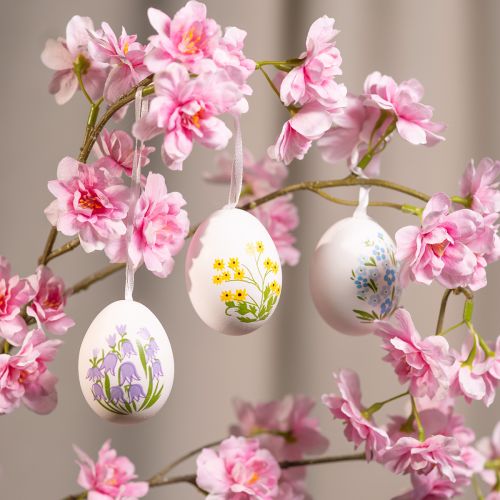Artículo Huevos de Pascua con delicados motivos florales para la decoración festiva de Pascua en el salón, 6 cm, 6 piezas