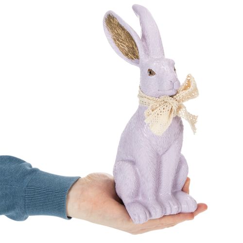 Artículo Figura decorativa de conejito de Pascua con lazo para una elegante decoración de Pascua en el hogar, 27 cm.