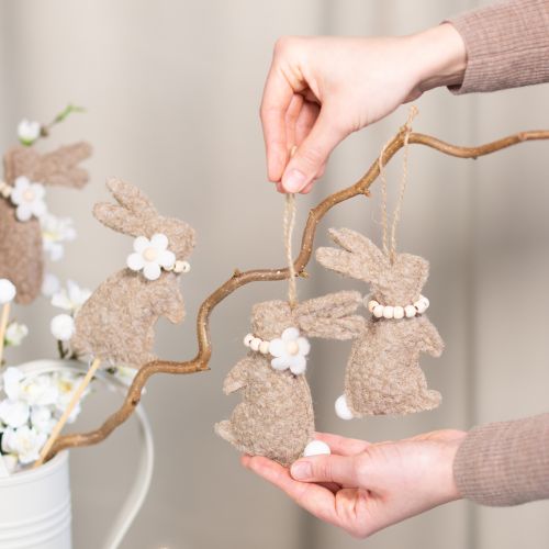 Artículo Adorno colgante de conejito de Pascua, accesorio decorativo ideal para decorar ventanas, 14 cm, 8 piezas