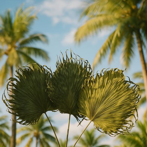Artículo Decoración de hojas de palma para arreglos exóticos y decoraciones de mesa, 5 piezas