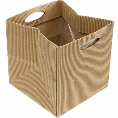 Floristik24 Bolsa de papel 12cm macetero marrón, crema, beige bolsa regalo 12uds