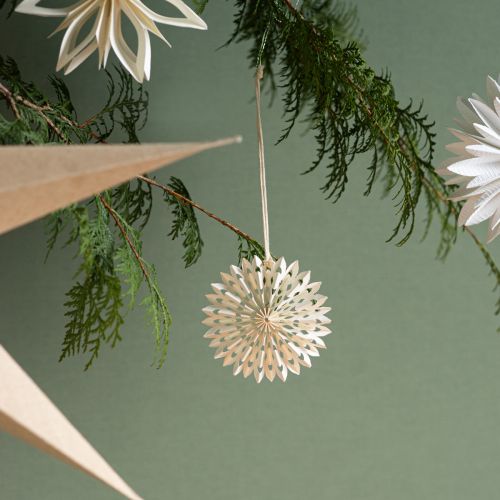 Artículo Estrella de papel blanca para colgar decoración de árbol Ø10cm 6 uds