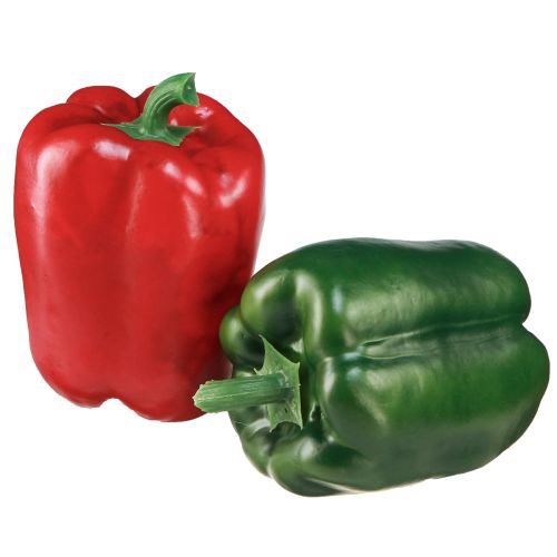Artículo Decoración pimentón rojo verde red artificial Ø8cm H11,5cm 4 piezas