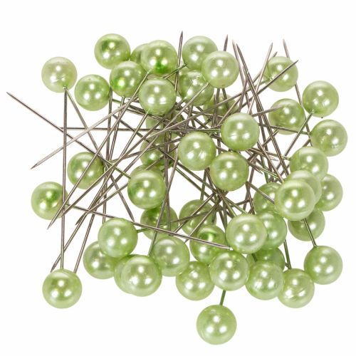 Alfileres con cabeza de perla, verde manzana, Ø10 mm, 60 mm comprar | Floristik24.es