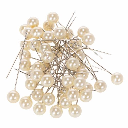 Alfileres con cabeza de perla, color champán, Ø10 mm, 60 mm comprar | Floristik24.es