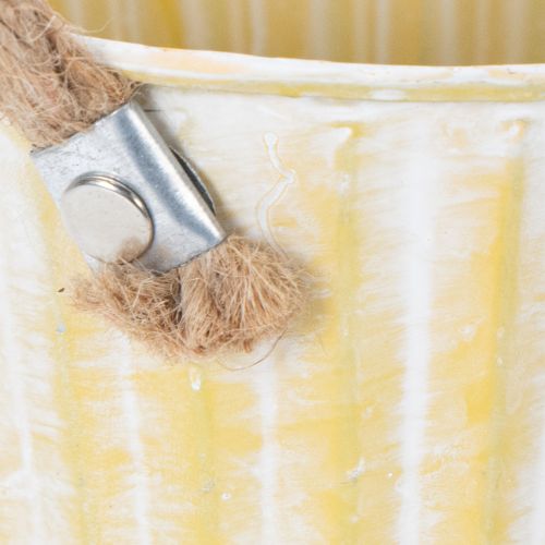 Artículo Cubo para plantar, maceta de metal con asas, macetero decorativo, rosa/verde/amarillo, estilo shabby chic, Ø12cm, H10cm, juego de 3