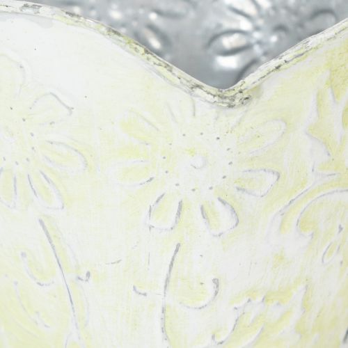 Artículo Maceta, soporte decorativo para filtro de café, taza de metal para plantar, decoración floral verde y blanca, estilo shabby chic, 11 cm de alto x 11 cm de diámetro.