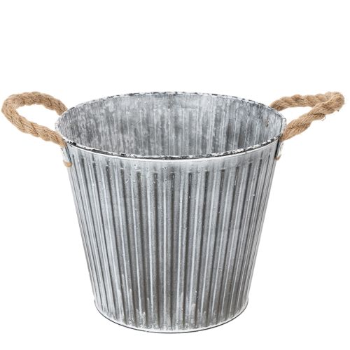 Artículo Maceta decorativa con asas, maceta metálica para plantar Ø25,5 cm