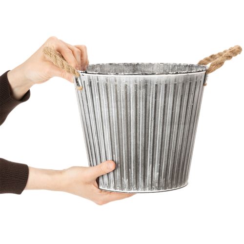 Artículo Maceta decorativa con asas, maceta metálica para plantar Ø25,5 cm