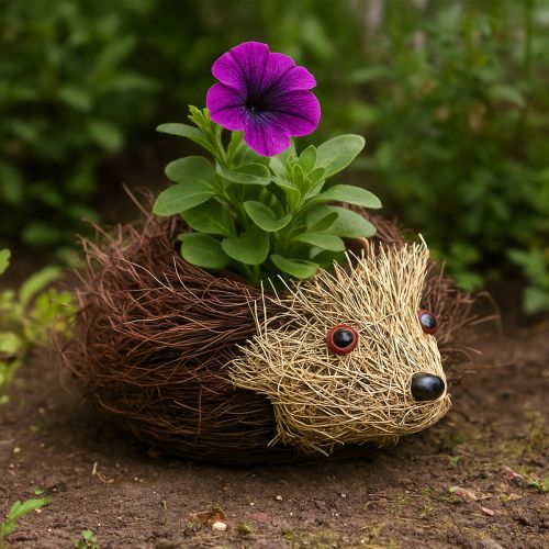 Artículo Jardinera erizo hecha de enredaderas 22cm x 25cm