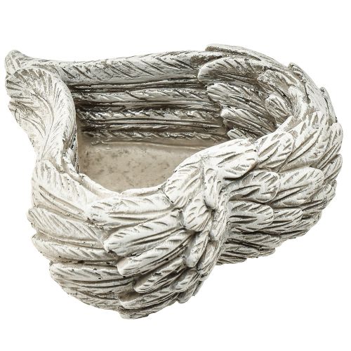 Planta corazón plumas corazón de piedra fundida gris blanco 13×12×6cm 2ud | Floristik24.es