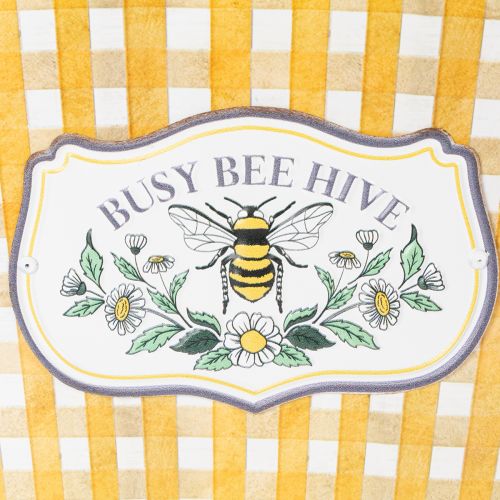 Artículo Maceta ovalada con diseño de abeja, estampado a cuadros, decoración veraniega, jardinera, 38×24×29cm