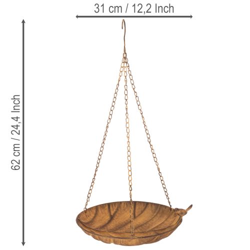 Bol colgante decorativo, decoración de jardín, aspecto oxidado, Ø31cm, L62cm | Floristik24.es