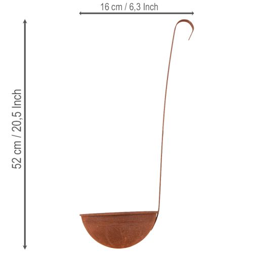 Artículo Maceta colgante, decoración de cocina, cucharón, acabado óxido, Ø16,5 cm, 2 piezas