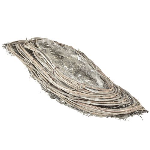 Macetero ondulado ratán blanco natural 40x14x6cm 2ud
