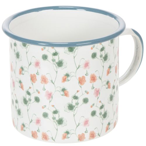Floristik24 Maceta esmaltada, taza decorativa con motivos florales, Ø11cm